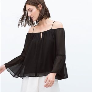 NWOT Zara Off Shoulder Top In BLACK